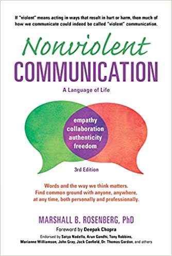 book cover titled "Nonviolent Communication: A Language of Life" by Marshall B. Rosenberg, PhD