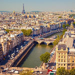 Panoramic view of Paris and the River Seine