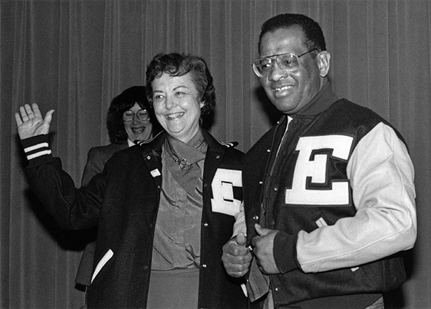 John and his wife, Lois Porter, at their farewell reception following John's retirement in 1988.