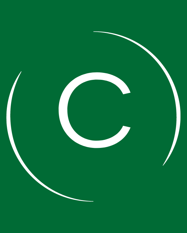 green background with white letter c
