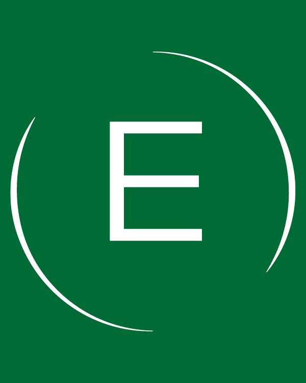 green background with white letter e