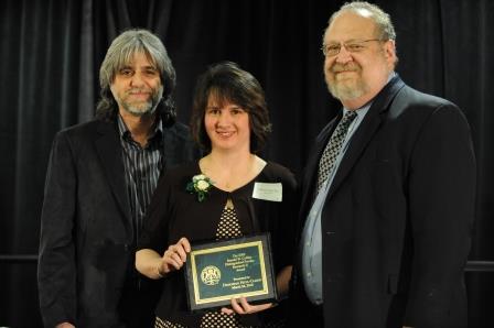 A photo of Deborah Heyl-Clegg with her award.