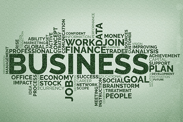 a wordcloud with business words