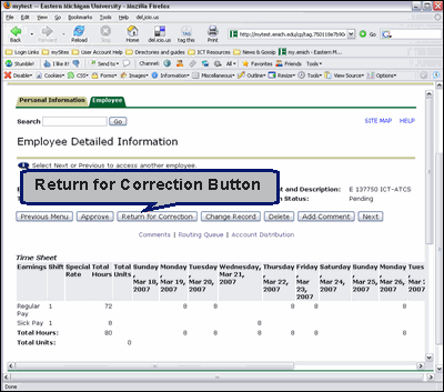 Return for Correction Button