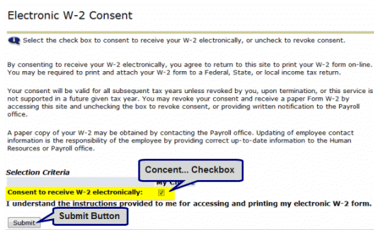 Consent to receive W-2 electronically