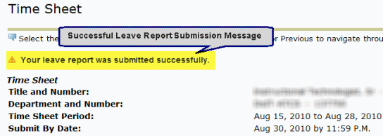 Your leave report was submitted successfully