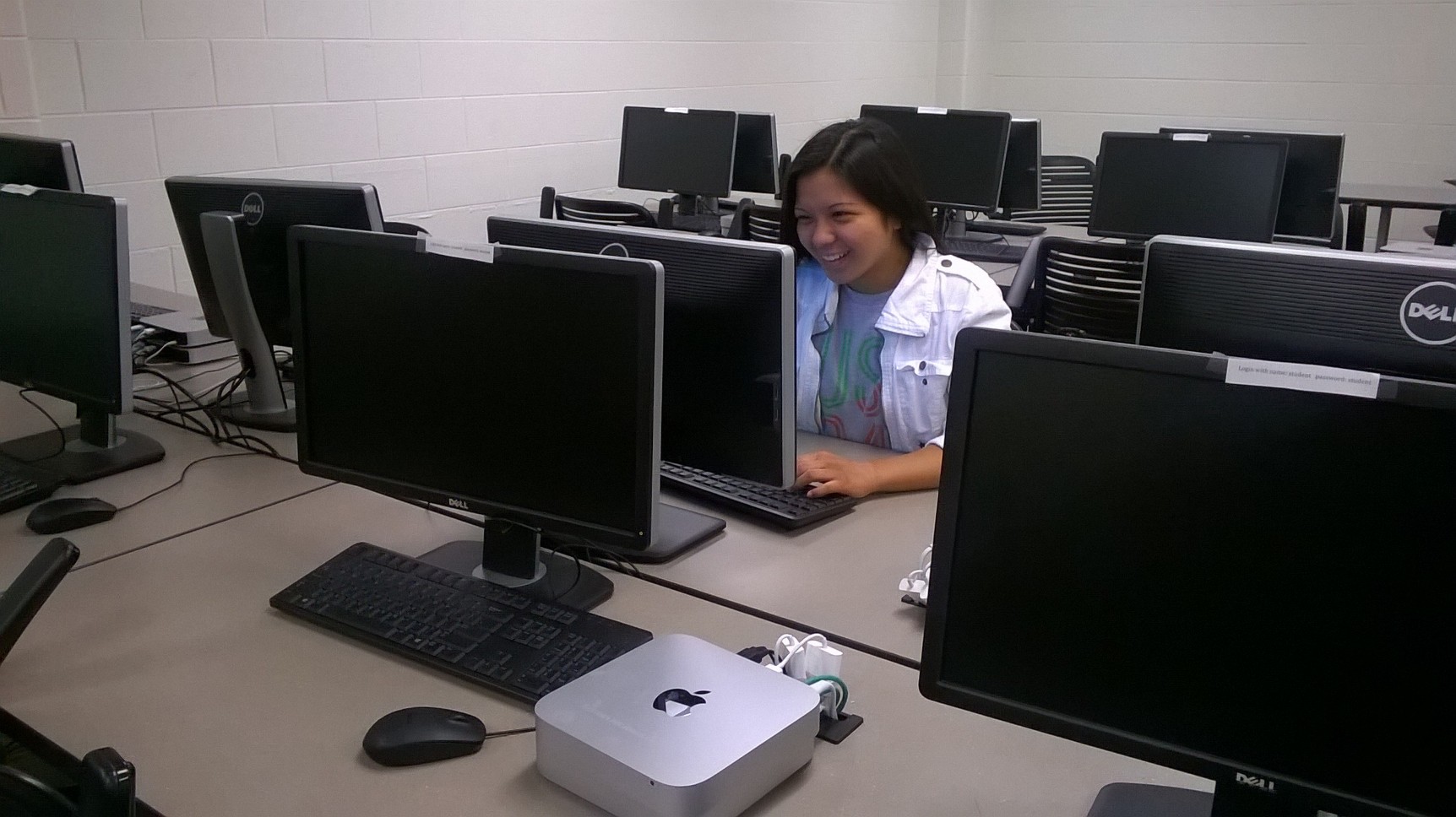 A student works on a computer in the Economics Computer Lab.