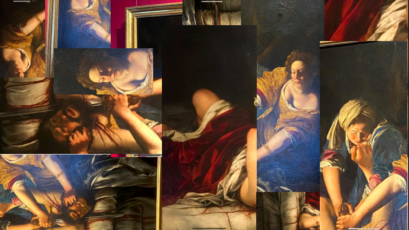 A collage of paintings from Italian Baroque artist Artemisia Gentileschi.