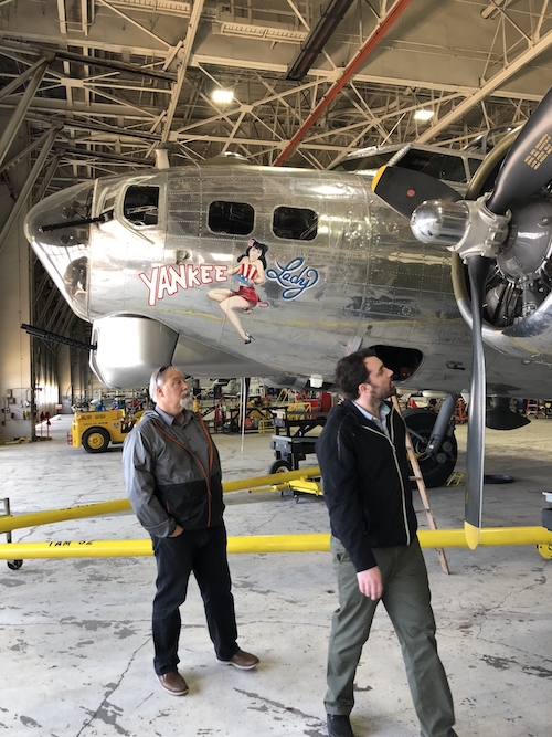 Professor Ligibel and historic preservation program students at the Yankee Air Museum.