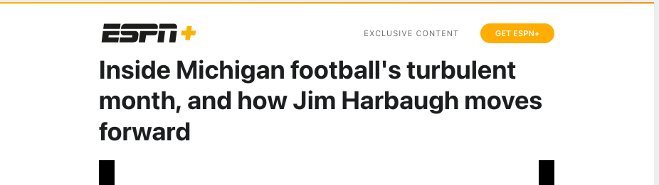 Screenshot of ESPN article on Jim Harbaugh's future with U of M