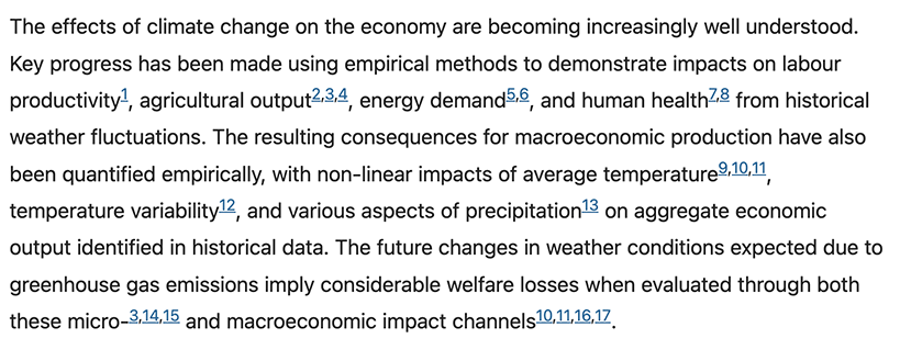Screenshot of an article's literature review section.