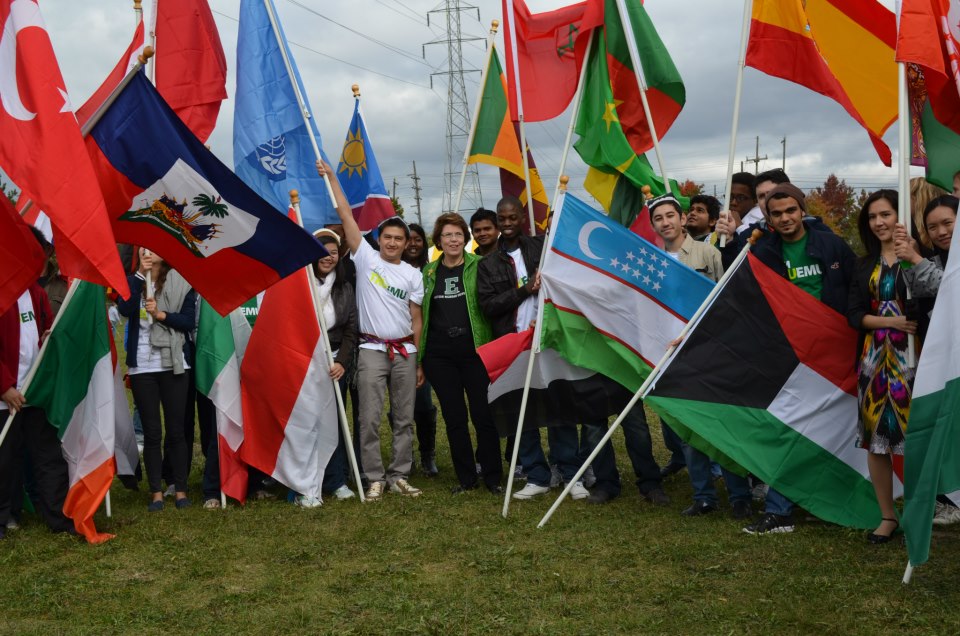Students with flags