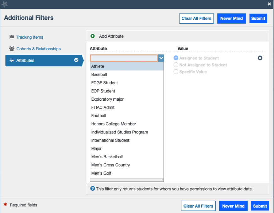 This image shows how to use the attribute component of the additional filters feature.