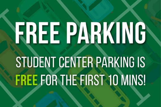 A flyer stating parking is free for the first 10 mins.