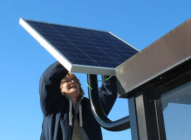 Solar panels being installed at EMU bus stops for safe mass transit