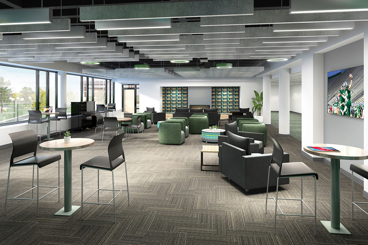 Rendering of renovated Downing Hall Lounge